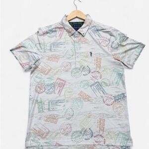 William Murray Golf Polo Shirt with passport stamp design Size: Medium